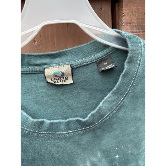Vintage Liquid Blue Shirt Wolf Nature Men's 4XL Tie Dye Teal - Picture 5 of 6